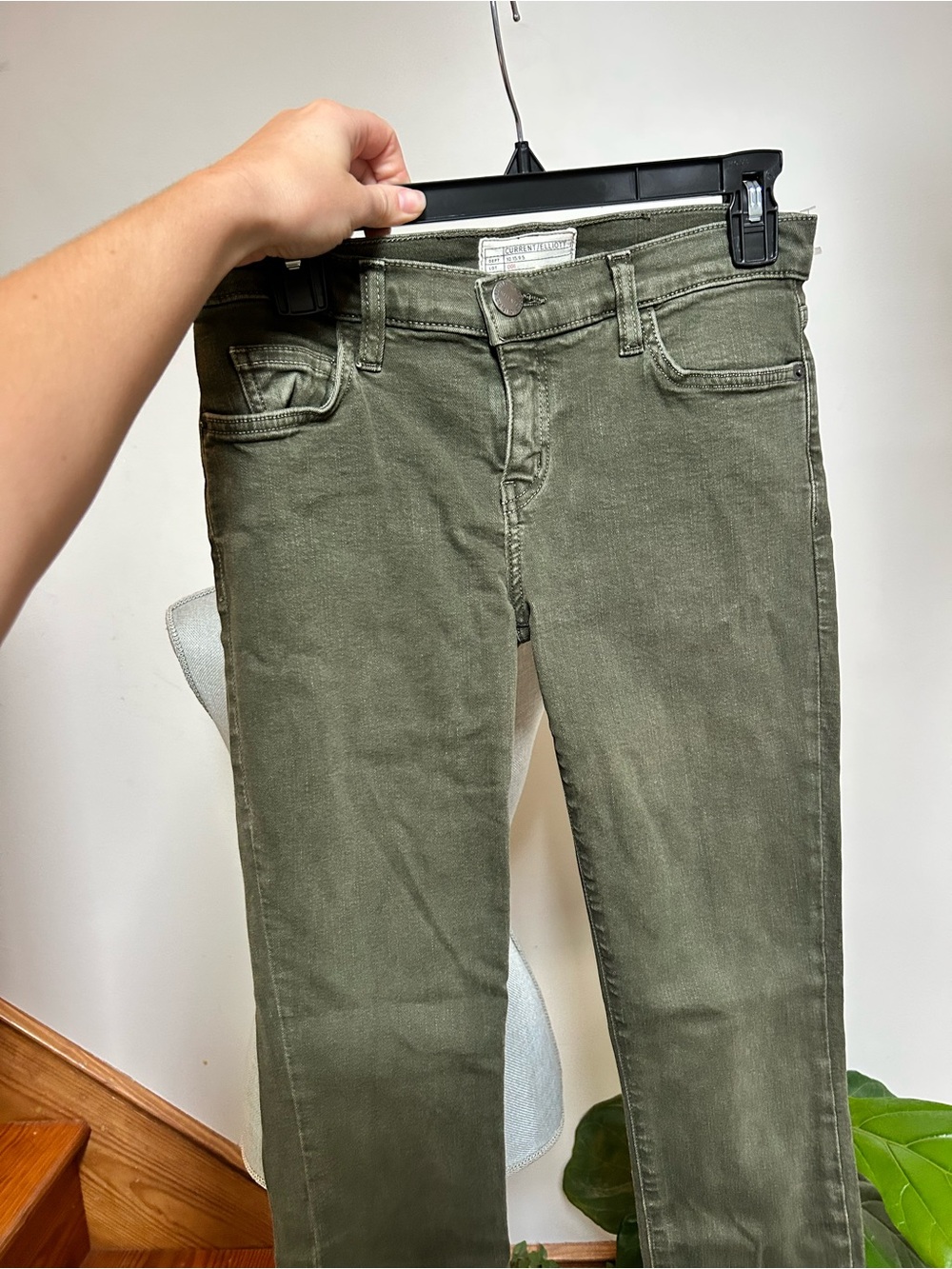 Current/Elliott Olive-Green Skinny Jeans